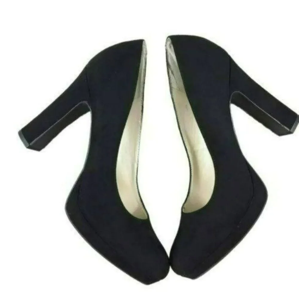 Unisa Size 9.5 Black Suede Leather Platform Chunky Heel Shoes